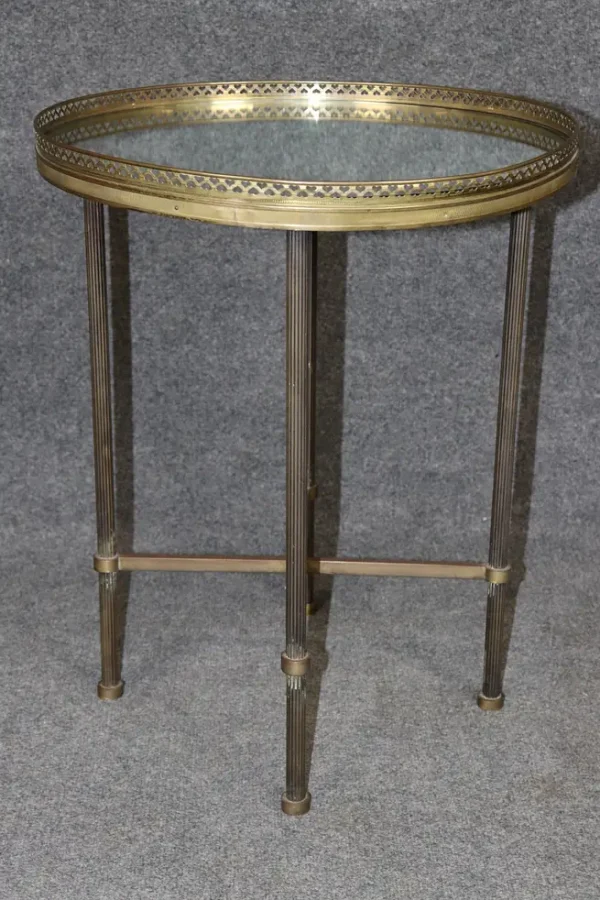 Brass and Mirrored French Directoire Round Table 1920s era - Image 4
