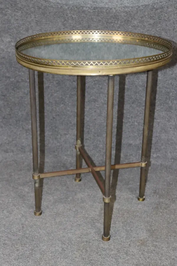Brass and Mirrored French Directoire Round Table 1920s era - Image 5