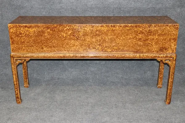 Faux Tortoise Shell Painted Sofa Console Table Manner of Maison Jansen - Image 2
