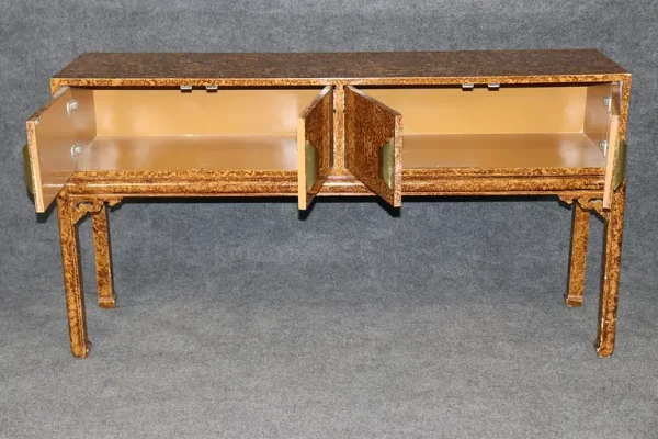 Faux Tortoise Shell Painted Sofa Console Table Manner of Maison Jansen - Image 5