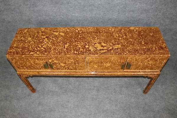 Faux Tortoise Shell Painted Sofa Console Table Manner of Maison Jansen - Image 3