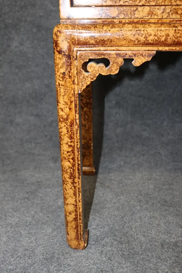 Faux Tortoise Shell Painted Sofa Console Table Manner of Maison Jansen - Image 7