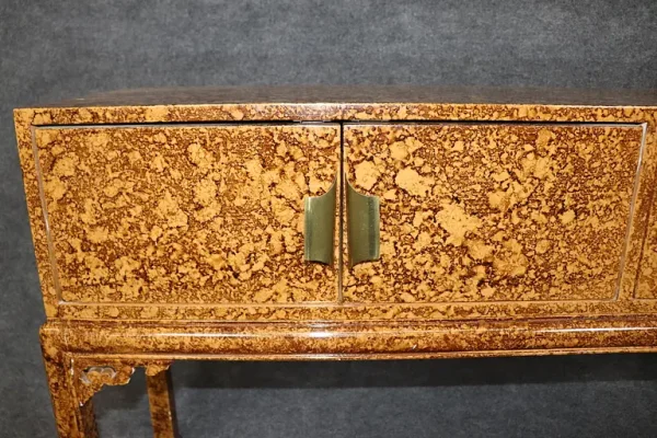 Faux Tortoise Shell Painted Sofa Console Table Manner of Maison Jansen - Image 4
