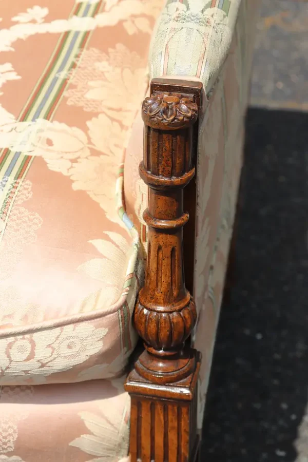 Fine Quality Extra Long Carved Walnut French Louis XVI Settee Sofa 1950s era - Image 6