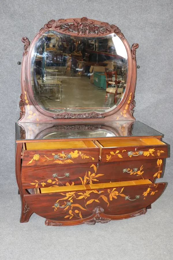 Fine French Walnut Inlaid Satinwood Art Nouveau Dresser in the Manner of Galle - Image 2