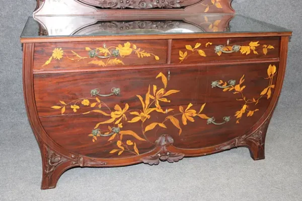 Fine French Walnut Inlaid Satinwood Art Nouveau Dresser in the Manner of Galle - Image 4