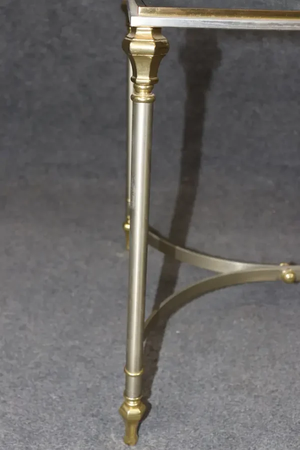 Brass Steel and Glass Top French Maison Jansen Style Directoire End Table - Image 10