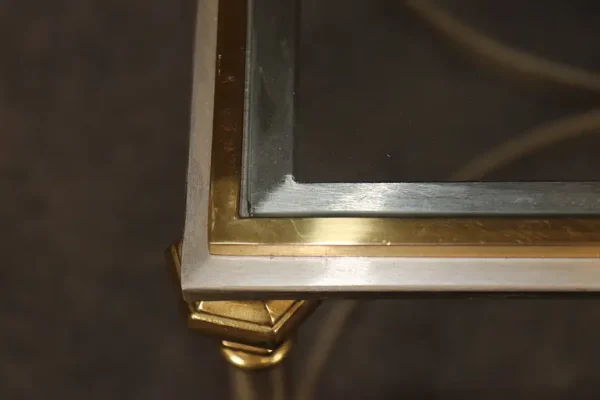 Brass Steel and Glass Top French Maison Jansen Style Directoire End Table - Image 6