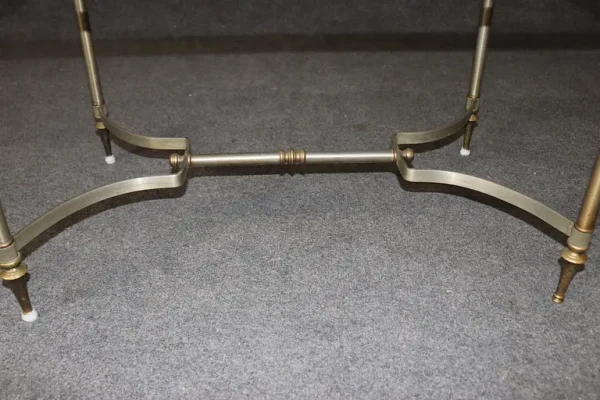 Diminutive Size Maison Jansen Style Brass Steel Glass Directoire Coffee Table - Image 7