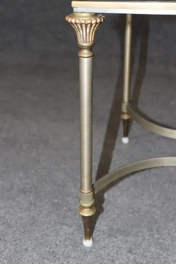 Diminutive Size Maison Jansen Style Brass Steel Glass Directoire Coffee Table - Image 6