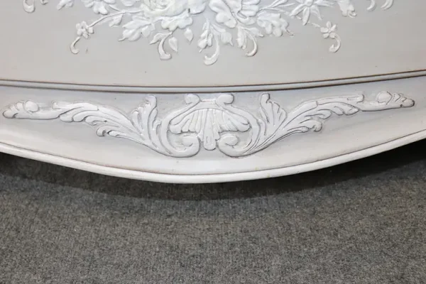 Contemporary Hand-Painted Serpentine Gray and White Painted Commode Dresser - Image 6