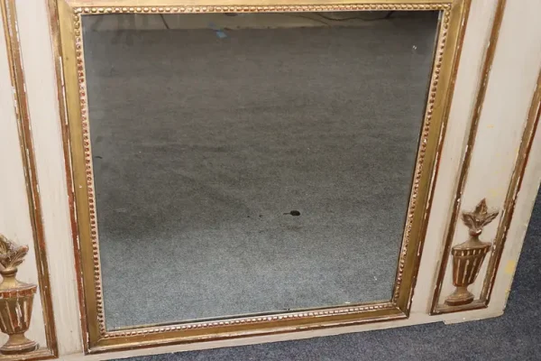 Fantastic 1900s era French Trumeau Mirror with Courtship Painting Oil on Board - Image 3