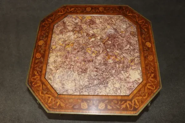 Fine Marble and Inlaid Walnut Rams French Louis XV Bronze Mounted Accent Table - Image 5