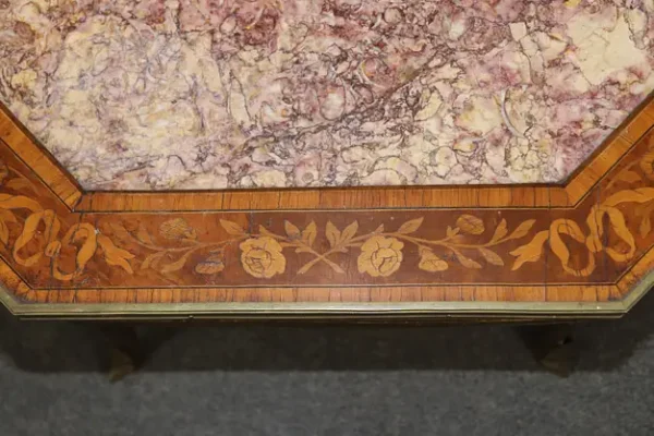 Fine Marble and Inlaid Walnut Rams French Louis XV Bronze Mounted Accent Table - Image 6