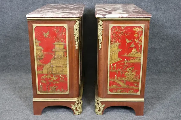 Extremely Rare Pair of Large Scale Maison Jansen Chinoiserie Buffets - Image 4