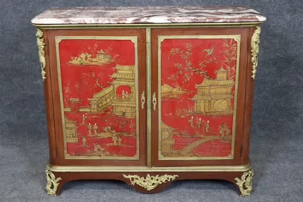 Extremely Rare Pair of Large Scale Maison Jansen Chinoiserie Buffets - Image 3