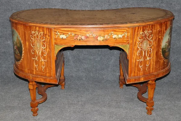 Best Quality English Satinwood Paint Decorated Adams Style Kidney Shaped Vanity - Image 2