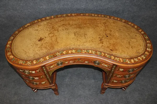 Best Quality English Satinwood Paint Decorated Adams Style Kidney Shaped Vanity - Image 4