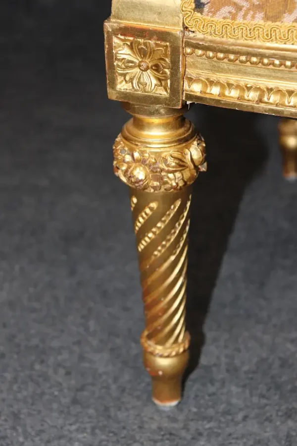 Fantastic Carved Birds Parcel Gilded French Louis XVI Style Settee Canape - Image 11