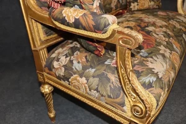 Fantastic Carved Birds Parcel Gilded French Louis XVI Style Settee Canape - Image 7
