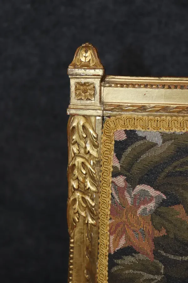 Fantastic Carved Birds Parcel Gilded French Louis XVI Style Settee Canape - Image 9