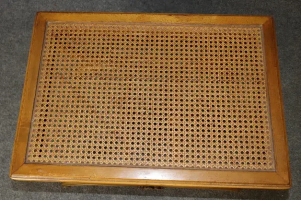 Fine Pair French Walnut Cane Directoire 1950s era X Cerule X Benches - Image 5