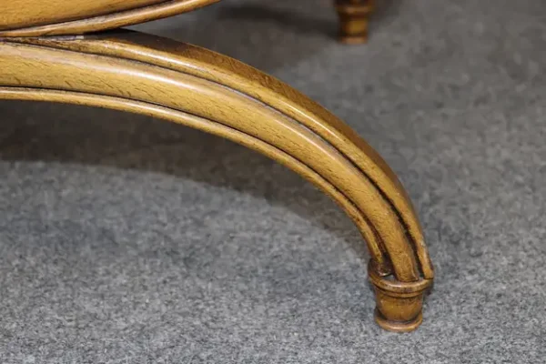 Fine Pair French Walnut Cane Directoire 1950s era X Cerule X Benches - Image 8
