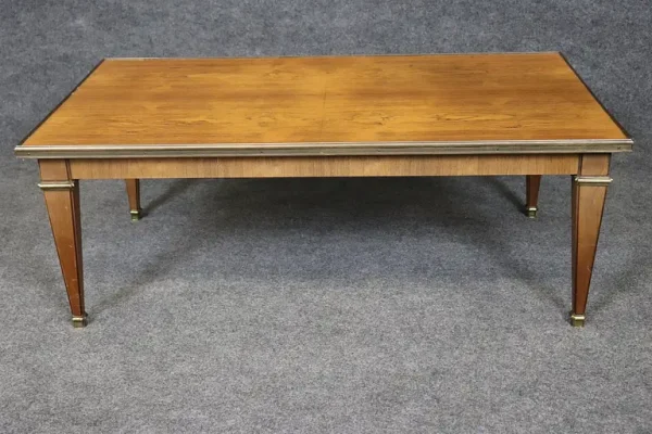 Beautiful Walnut and Brass Mounted French Directoire Baker Coffee Table - Image 3