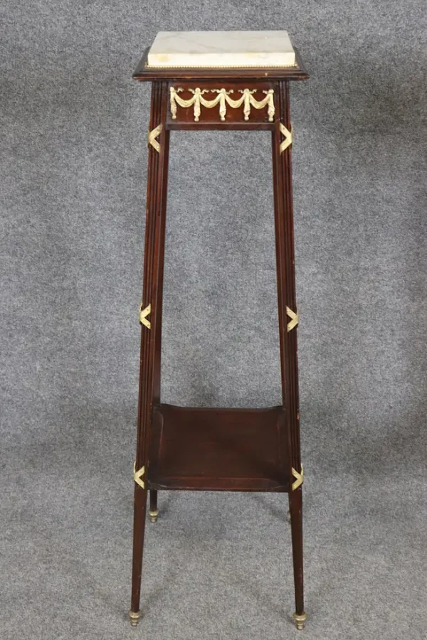 Fine Pair of Fine French Louis XVI Marble Top Bronze Mounted Planstands 1930s - Image 4