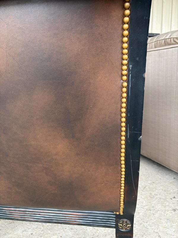 Empire-Style Leather Armchair with Carved Detailing - Image 6