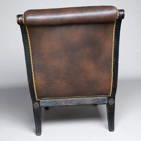 Empire-Style Leather Armchair with Carved Detailing - Image 5
