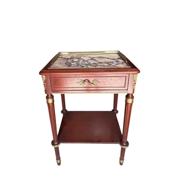 Antique French Mahogany Occasional Table With Marble Top - Image 2