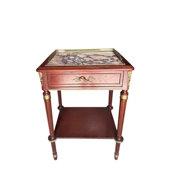 Antique French Mahogany Occasional Table With Marble Top - Image 3