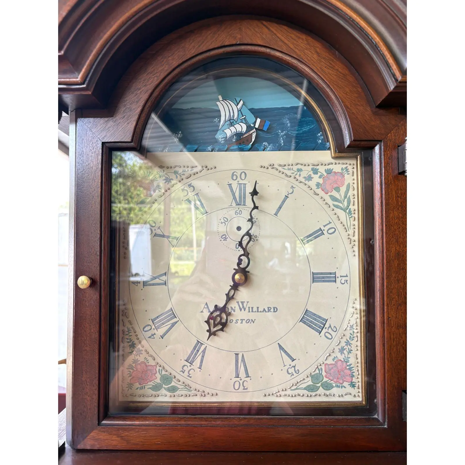 Colonial Aaron Willard Mahogany Grandfather Clock - Image 7