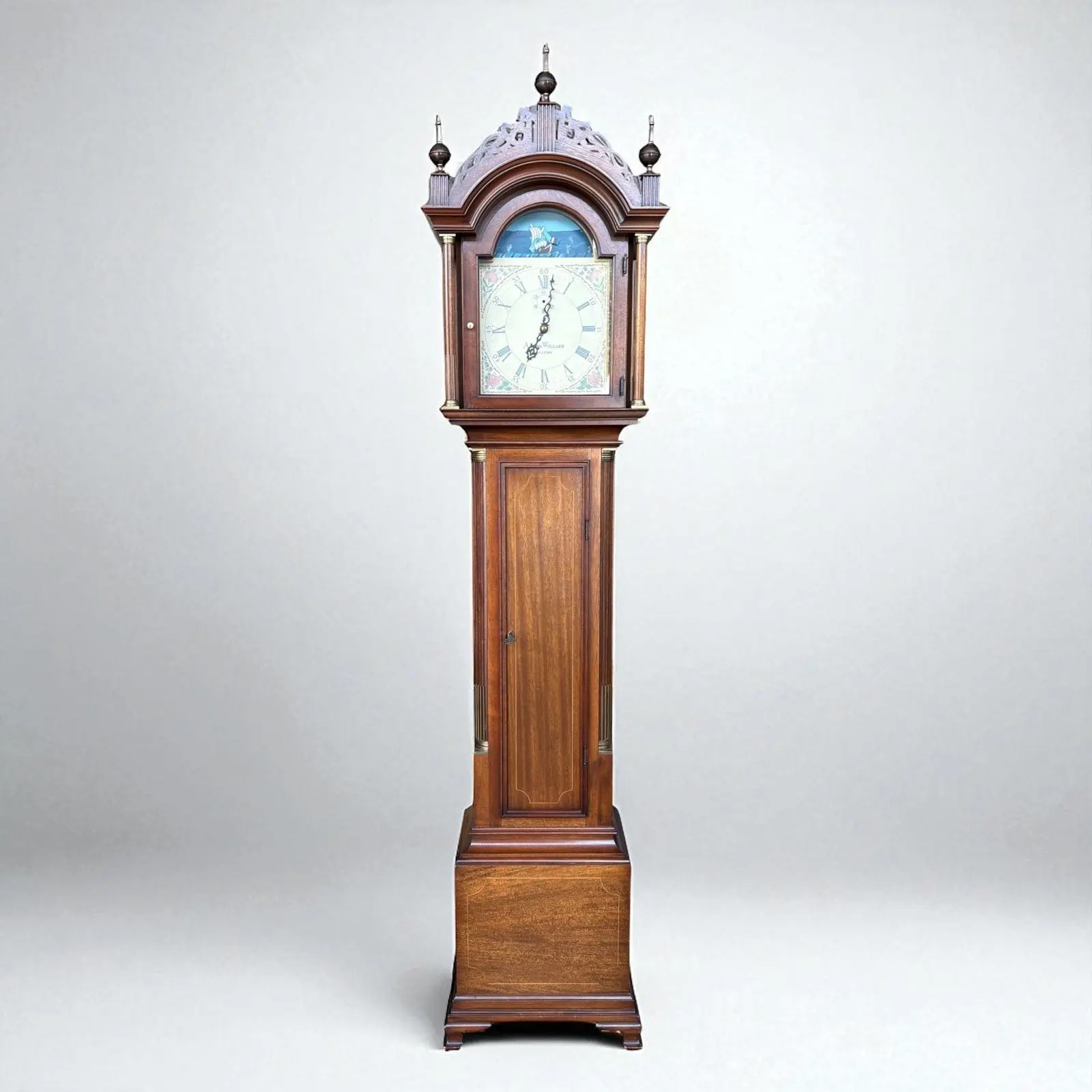 Colonial Aaron Willard Mahogany Grandfather Clock - Image 3