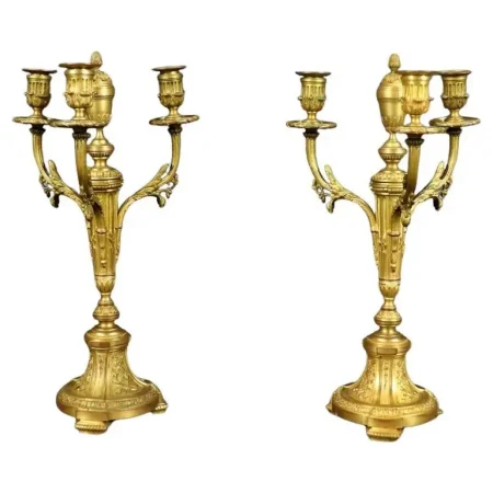 Fantastic Pair of French Louis XVI Style Bronze Candelabras circa 1940