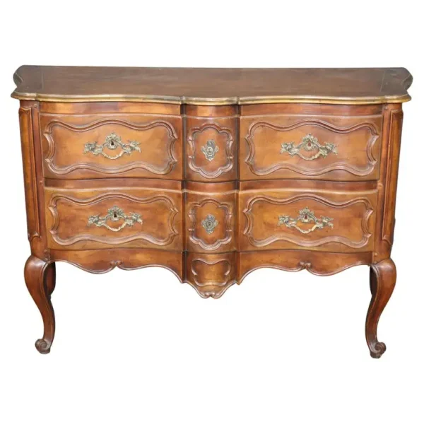 Fine Quality Carved Walnut Baker Furniture French Louis XV Style Commode Dresser