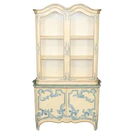 Baker Paint Decorated Venetian Italian Vitrine Display China Cabinet Vitrine