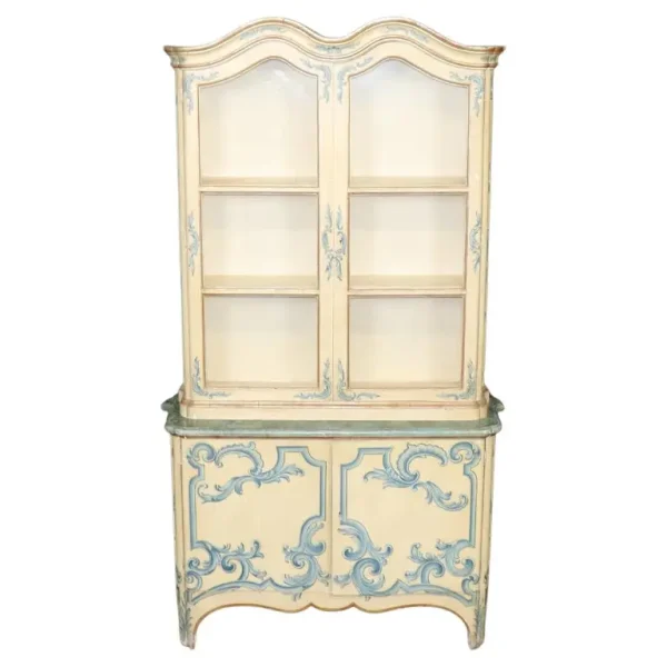 Baker Paint Decorated Venetian Italian Vitrine Display China Cabinet Vitrine