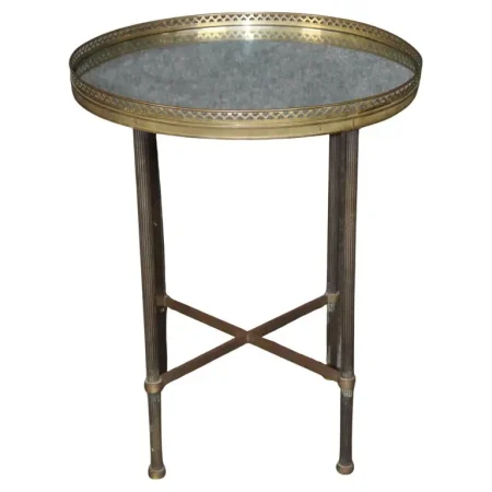 Brass and Mirrored French Directoire Round Table 1920s era