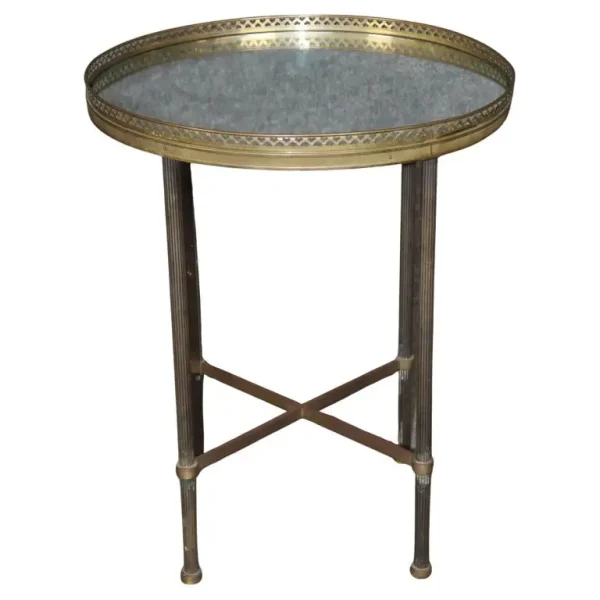 Brass and Mirrored French Directoire Round Table 1920s era