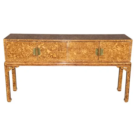 Faux Tortoise Shell Painted Sofa Console Table Manner of Maison Jansen