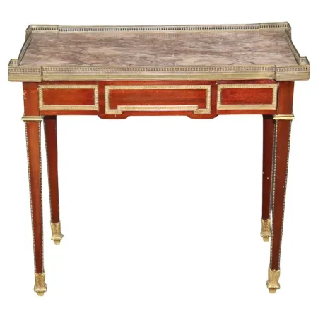 French 1920s era Breccia Marble Top Louis XVI Style Mahogany Console Table