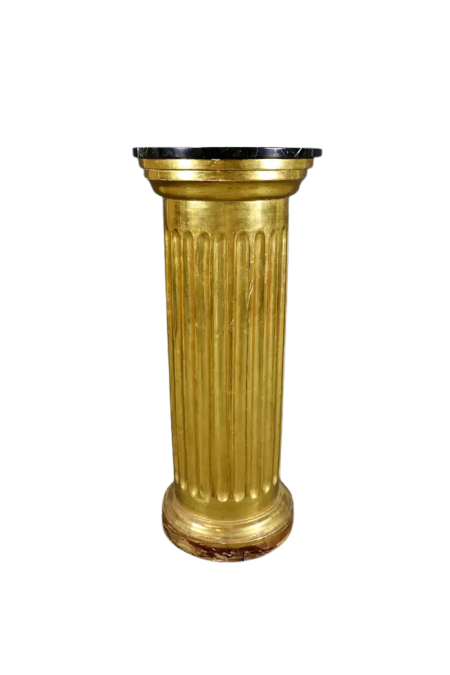 Fantastic Fluted Ionic Giltwood Columnal Italian Marble Top Pedestal