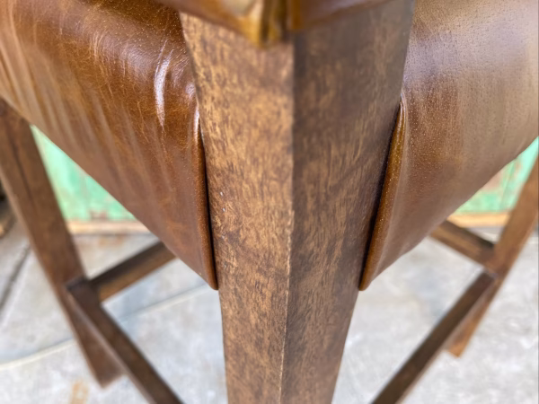 Set of 2 Rustic Southwestern Leather Bar Stools - Image 3