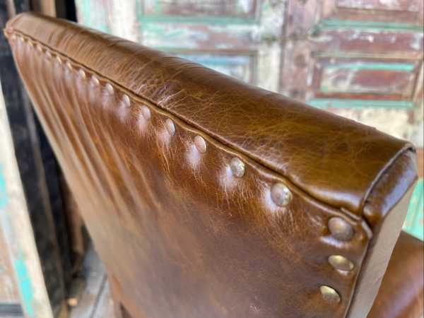 Set of 2 Rustic Southwestern Leather Bar Stools - Image 5