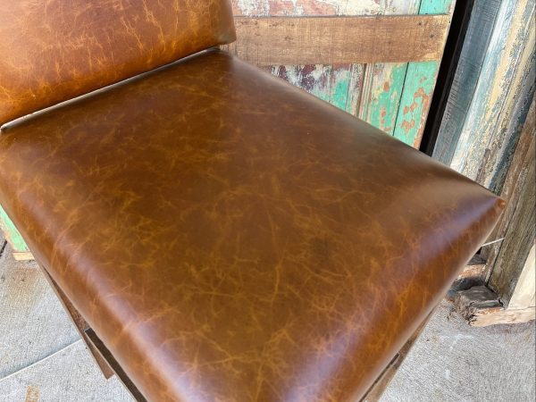 Set of 2 Rustic Southwestern Leather Bar Stools - Image 7