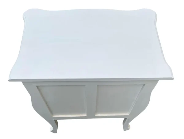 Pair of White French Bombay Louis XIV Mahogany Bedside Tables - Image 4