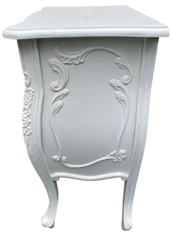 Pair of White French Bombay Louis XIV Mahogany Bedside Tables - Image 5