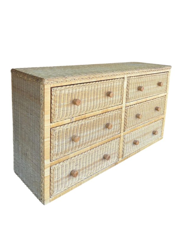 Boho Chic Natural Wicker Rattan Dresser - Image 2